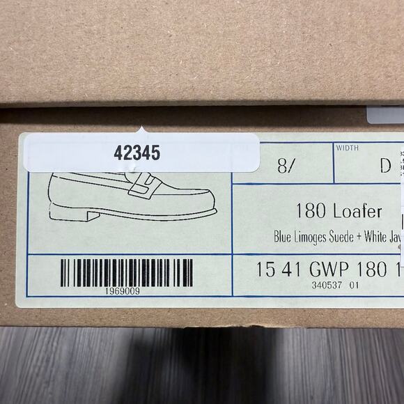 NIB JM Weston 180 Blue & White Penny Loafers Size 9.5US / 8.5UK